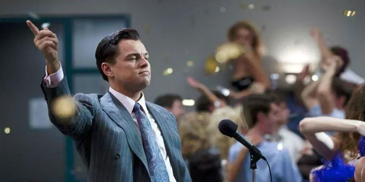 Leonardo Dicaprio i The Wolf of Wall Street med stressad hud
