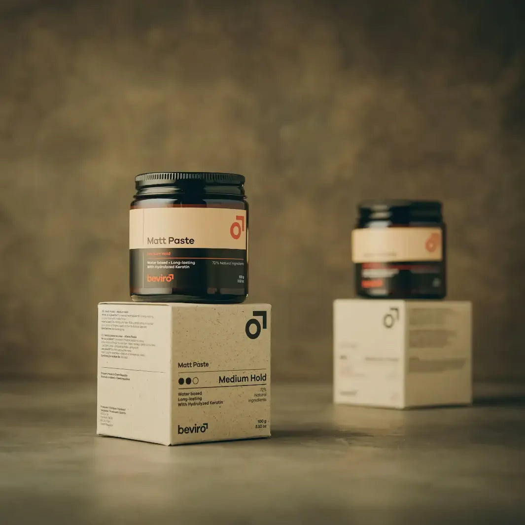 Förpackningen på Beviro Matt Paste Medium Hold