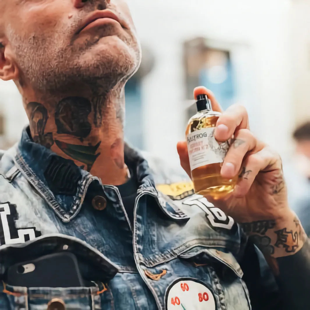 Bullfrog Secret Potion N°2 EdP använd i tatueringskultur – kryddig och intensiv herrparfym med karaktär