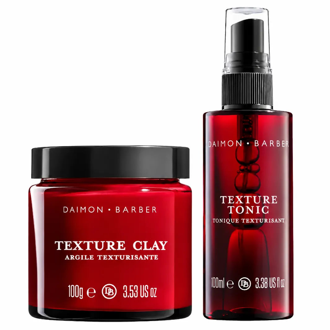 Daimon Barber Textured Hair Pair – Texture Clay och Texture Tonic för volym, textur och matt finish