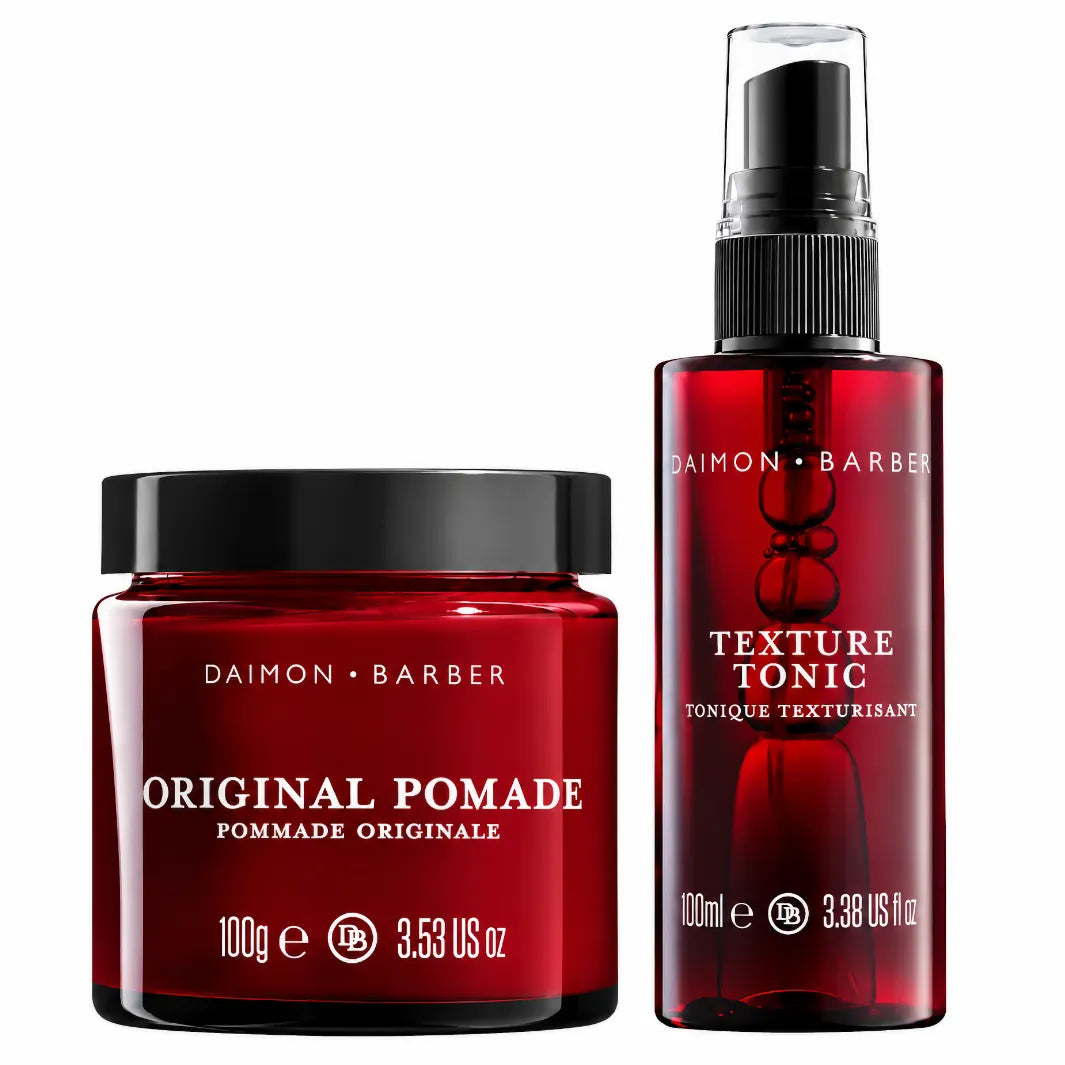Daimon Barber Refined Flow Pair – Original Pomade och Texture Tonic för volym, följsam kontroll och naturlig glans