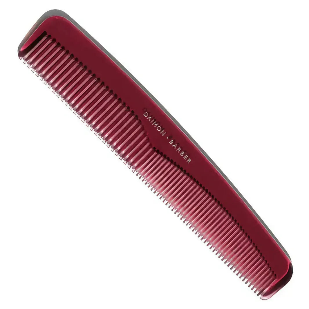 Daimon Barber Double Tooth Comb handpolerad hårkam i acetat med dubbla tandbredder för styling och hårvård