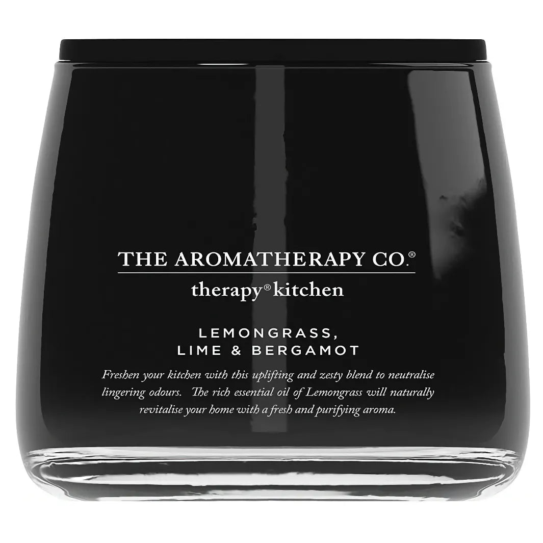 The Aromatherapy Co Therapy Kitchen Lemongrass, Lime & Bergamot doftljus 260 g i svart glas