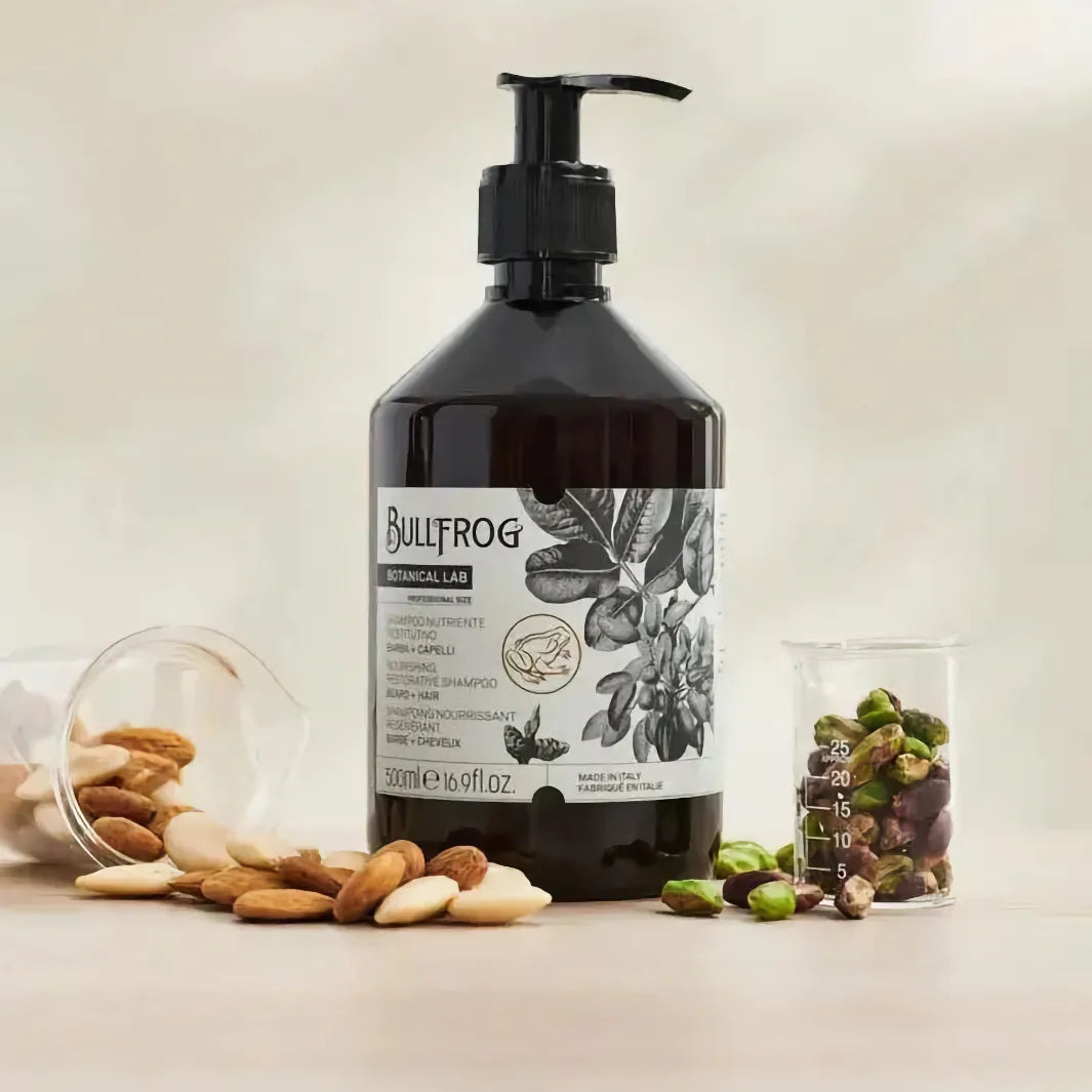 Formulan på Bullfrog Nourishing Restorative Shampoo 500ml