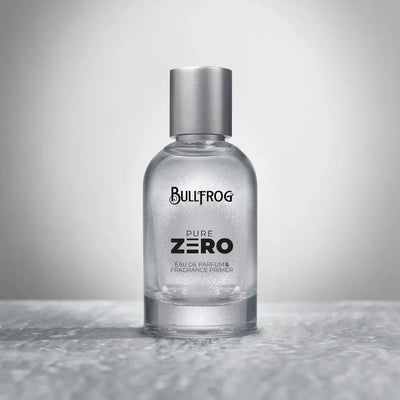 Bullfrog Pure Zero Eau de Parfum & Fragrance Primer parfymflaska 100 ml på grå bakgrund