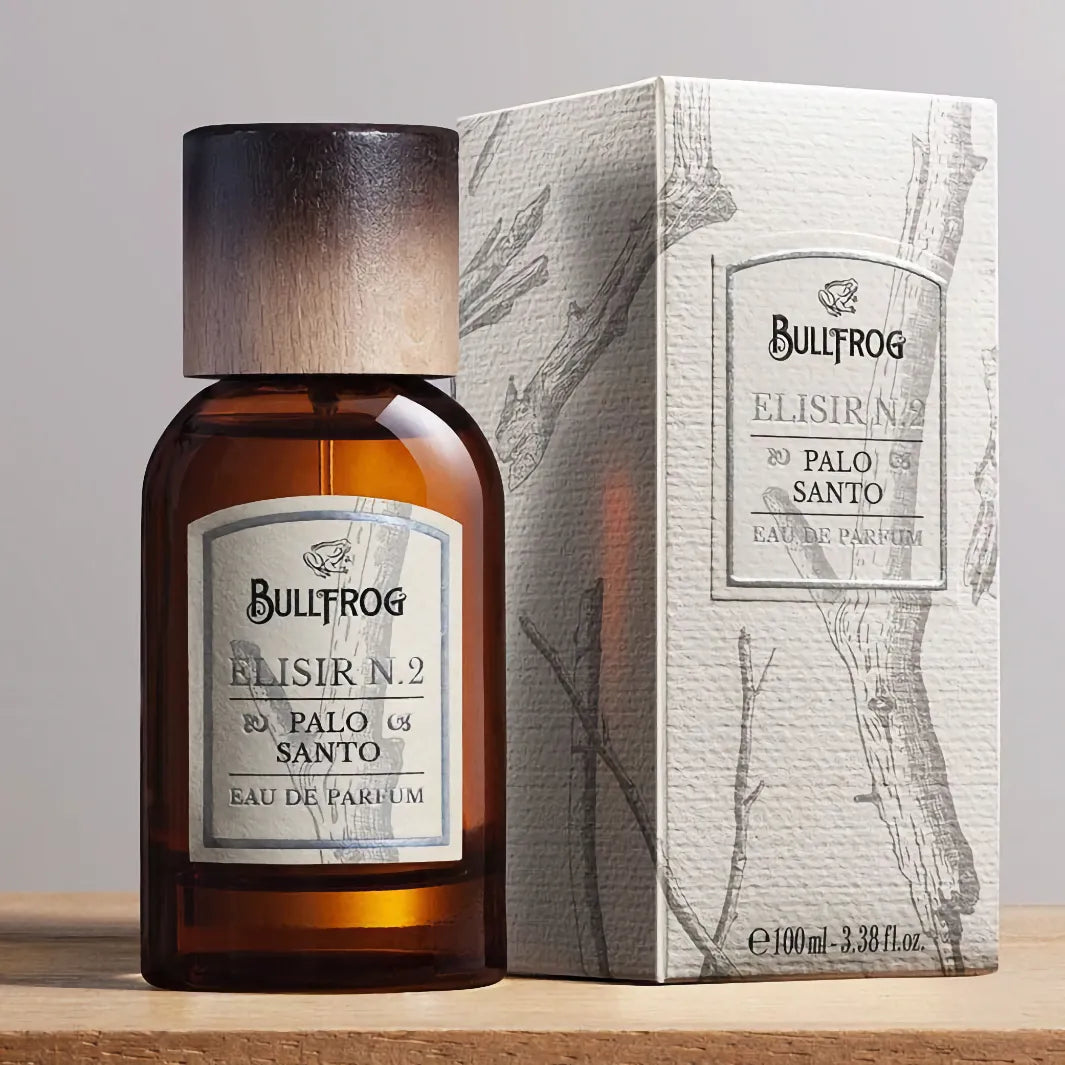 Bullfrog Elisir N.2 Palo Santo EdP parfymflaska 100 ml tillsammans med originalask