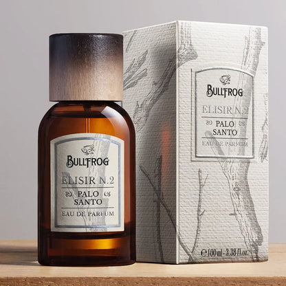 Bullfrog Elisir N.2 Palo Santo EdP parfymflaska 100 ml tillsammans med originalask