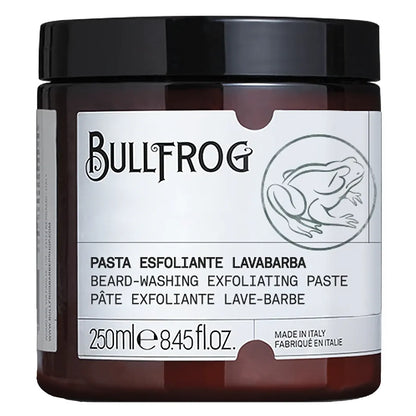 Bullfrog Beard-Washing Exfoliating Paste i brun glasburk 250 ml för renare och mjukare skägg