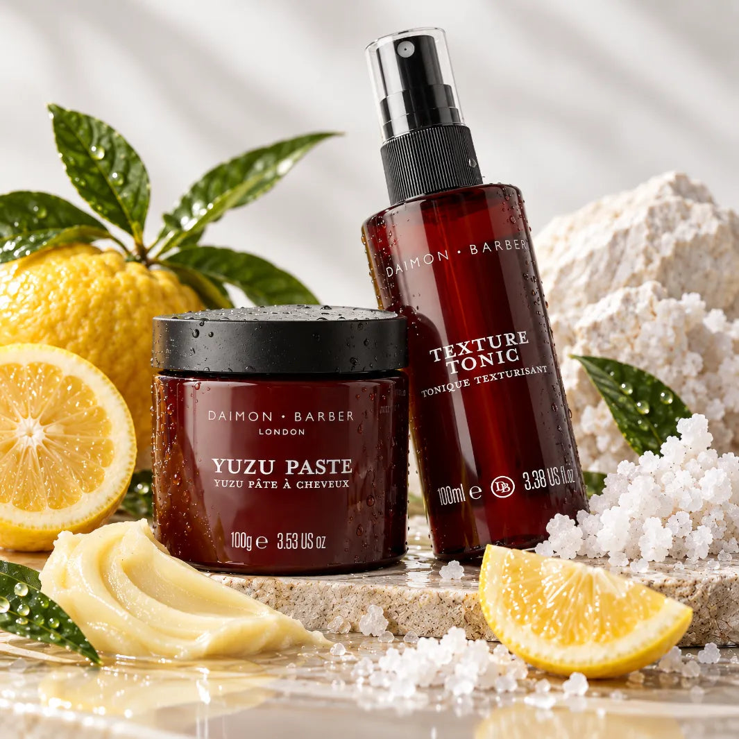 Daimon Barber Natural Texture Duo med Yuzu Paste och Texture Tonic för volym och naturlig textur