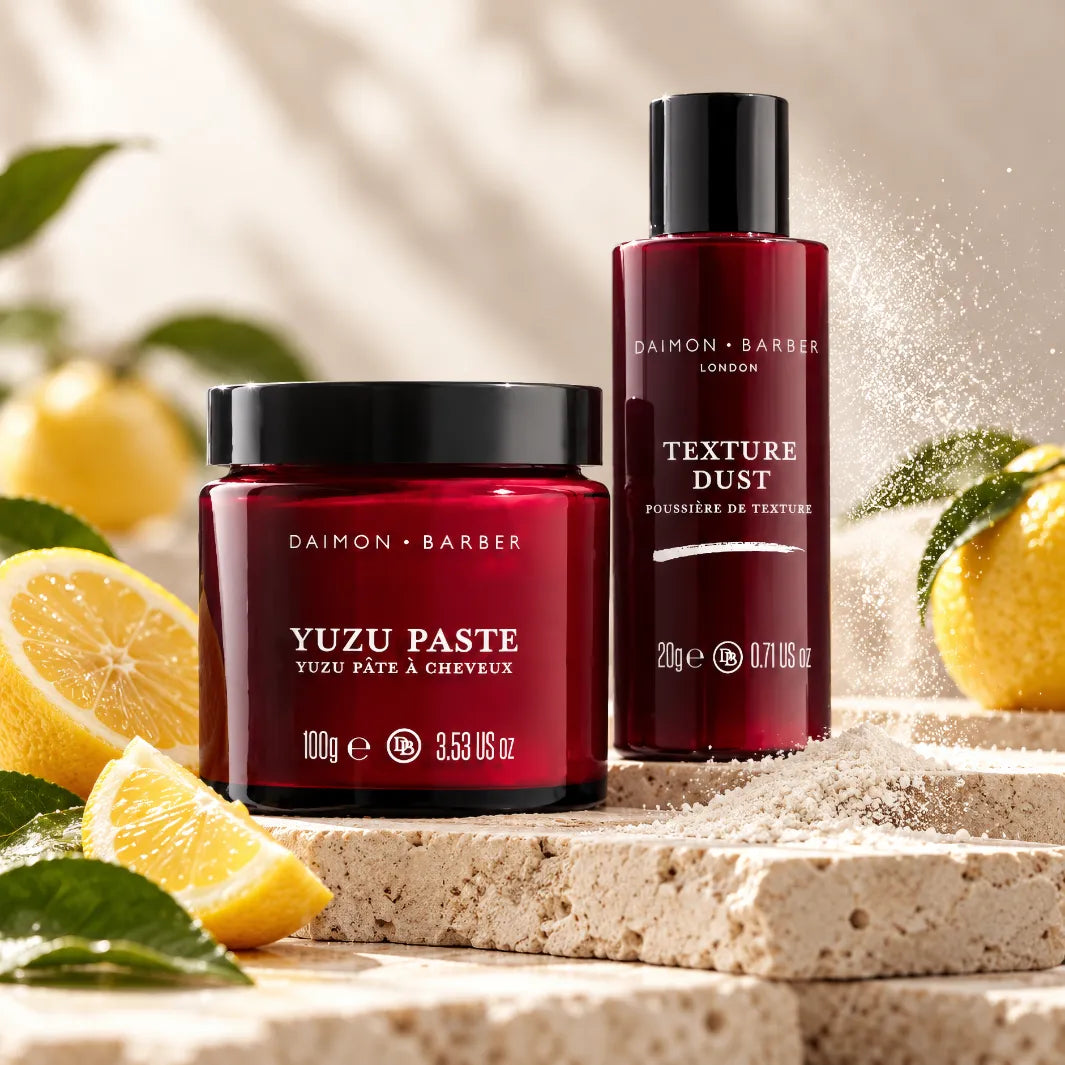 Daimon Barber Modern Texture Duo med Yuzu Paste och Texture Dust för fylligare hår, textur och matt finish