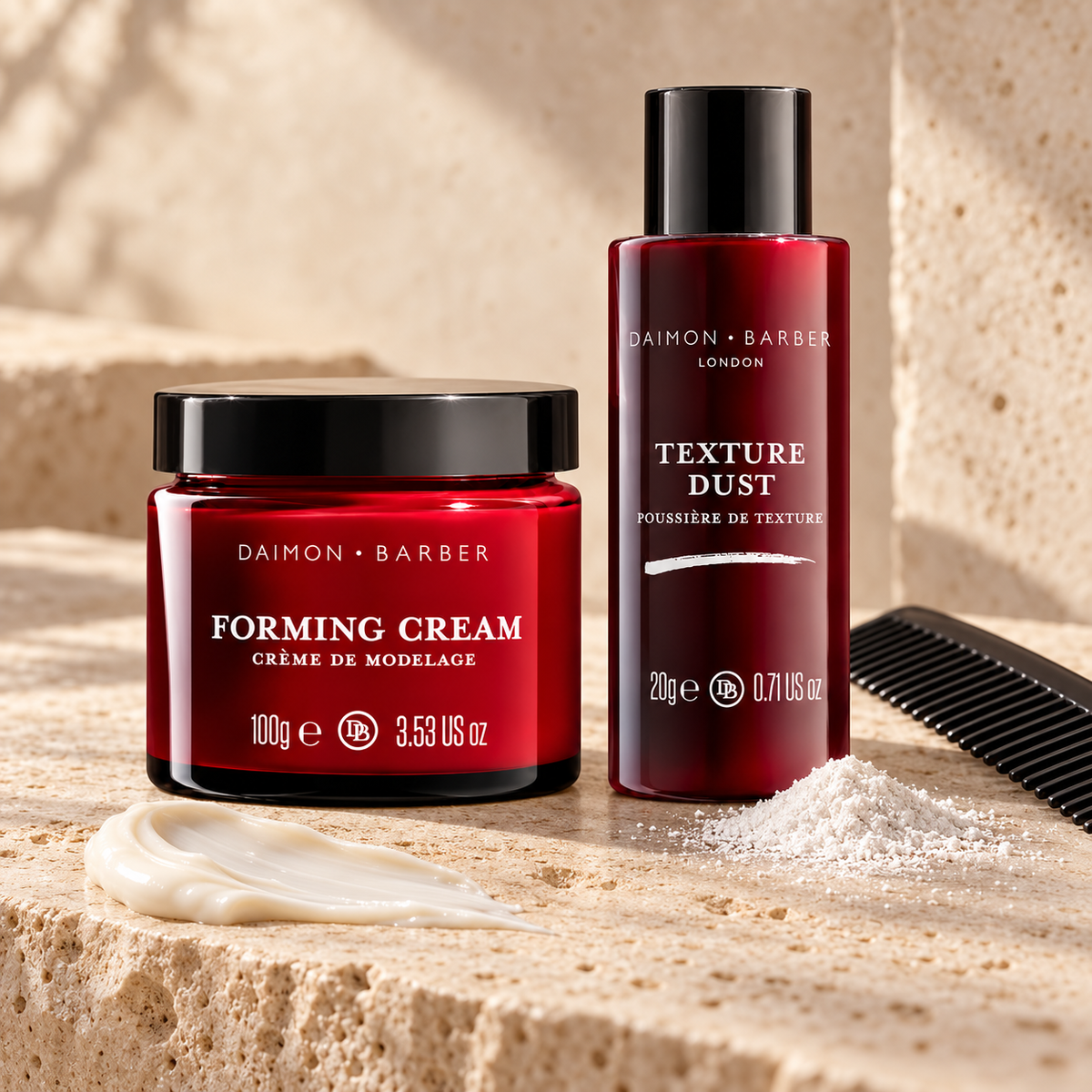 Daimon Barber Oily Hair Pair med Forming Cream och Texture Dust för matt finish, volym och mindre glans
