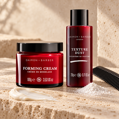 Daimon Barber Oily Hair Pair med Forming Cream och Texture Dust för matt finish, volym och mindre glans