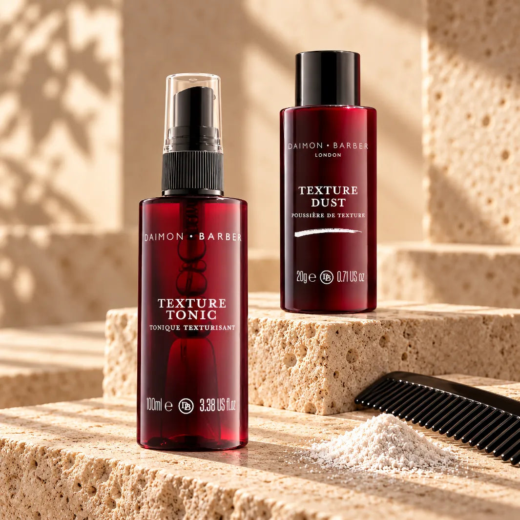 Daimon Barber Fine Hair Pair med Texture Tonic och Texture Dust för volym, fyllighet och lyft i fint och tunt hår