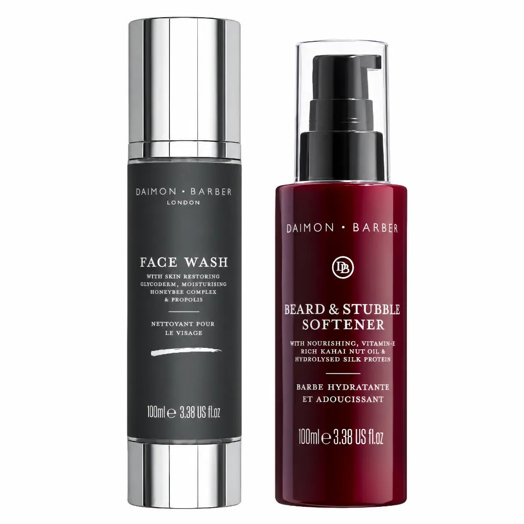 Daimon Barber Beard Care Duo – Face Wash och Beard & Stubble Softener för daglig skäggvård