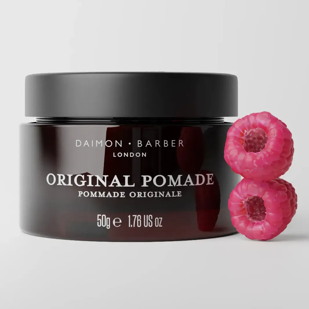 Daimon Barber Original Pomade 50 g med hallon – pomada med propolis och hallonfröolja för hår och hårbotten