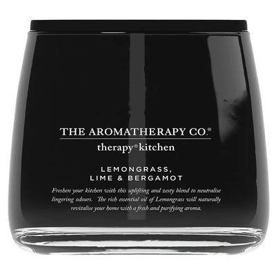 The Aromatherapy Co Therapy Kitchen Lemongrass, Lime & Bergamot doftljus 260 g i svart glas