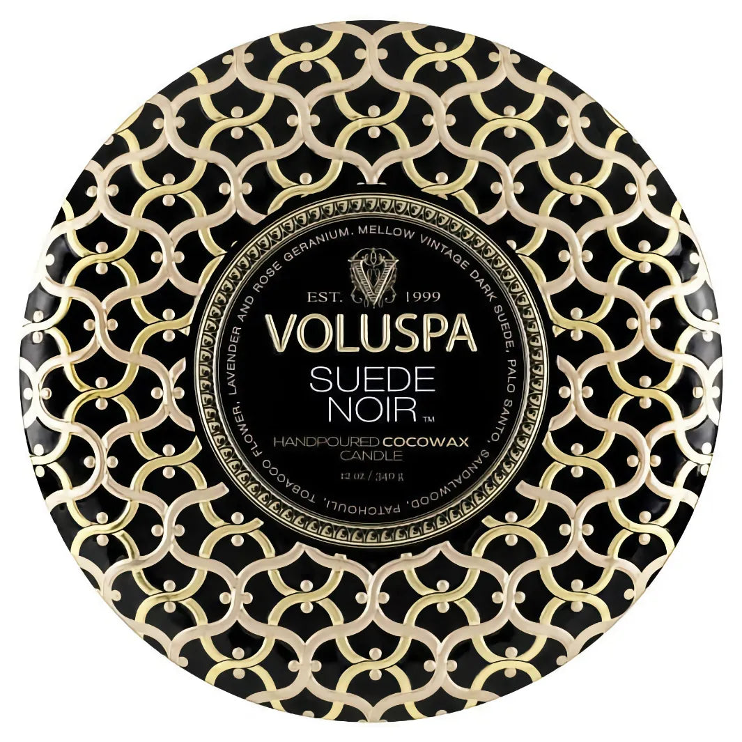 Voluspa Maison 3 Wick Tin Candle Suede Noir