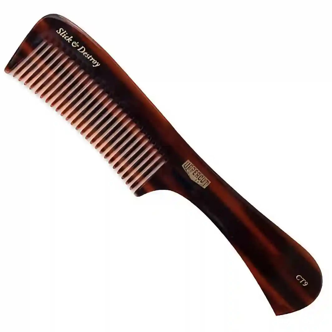 Uppercut Deluxe CT9 Styling Comb – En hållbar kam med långt handtag och breda tänder, perfekt för styling av medellångt till långt hår. Tillverkad av miljövänlig cellulosaacetat