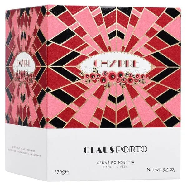 Claus Porto Chypre Cedar Poinsettia Candle