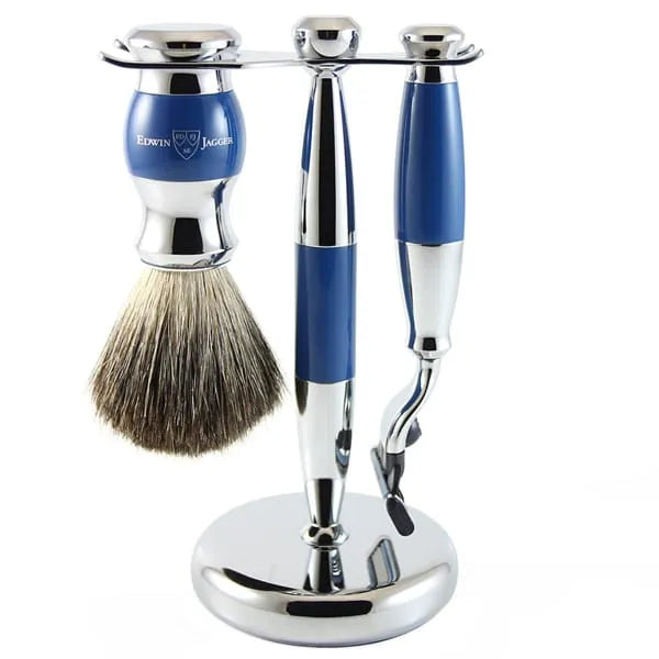 Edwin Jagger 3pc Diffusion Blue Shaving Set Mach3