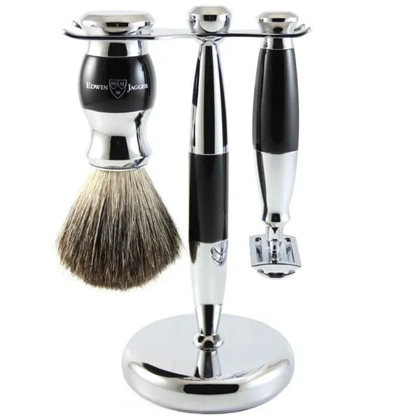 Edwin Jagger 3pc Diffusion Ebony Shaving Set DE Razor