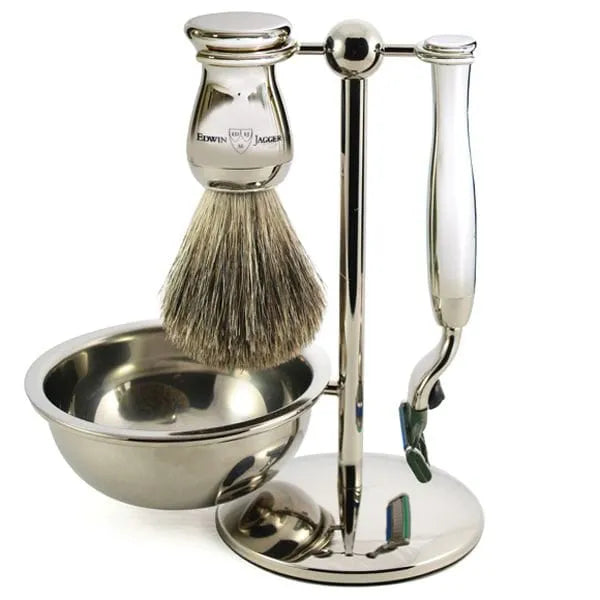 Edwin Jagger 4pc Edwardian Chrome Shaving Set Mach3