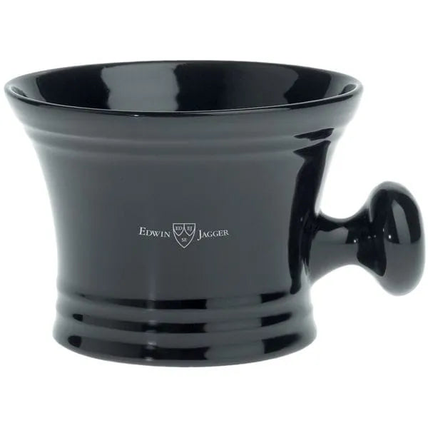 Edwin Jagger Black Porcelain Shaving Bowl With Handle